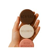 Kit 3 Sabonetes Artesanais Açafrão, Dolomita e Rosa Mosqueta