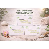Kit 3 Sabonetes de Argila Branca 90g Limpeza Suave, Ação Antisséptica e Cuidado Natural