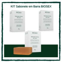 Kit 3 Sabonetes em Barras c/ Óleo de Coco Íntimo Biosex 90gr