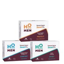 Kit 3 Sabonetes Linha Ho Men Confort Protect e Sport Kit 3 Sabonetes Linha Ho Men Confort Protect e Sport