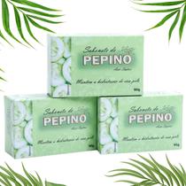 Kit 3 Sabonetes Pepino Clareador Natural Anti-manchas Melasma e Acne