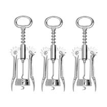 Kit 3 Saca Rolhas Aço Inox Abridor De Garrafa De Vinho