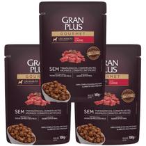 Kit 3 Sachês GranPlus Gourmet Cães Adultos Sabor Carne 100g