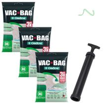 Kit 3 Saco A Vacuo Extra Grande 80x100cm Vac Bag Mala+ Bomba Ordene