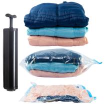 kit 3 Saco A Vacuo Vac Bag Com Bomba 50X60cm Viagem Mala - Magnow