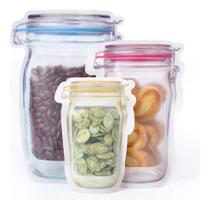 Kit 3 Saco De Alimento Bolsa Frasco Zip Lock P/m/g