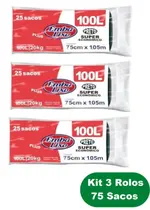 Kit 3 Saco De Lixo 100 L Resistente Preto Econômico Embalixo Kit 3 Saco De Lixo 100 L Resistente Preto Econômico Embalixo