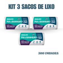 Kit 3 Saco De Lixo Para Pia Banheiro 300 Un 3 Rolos 100 Un