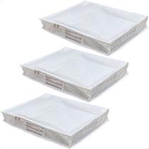 Kit 3 Saco Organizador Capa Protetora Rouparia Roupas Cobertos Toalhas Cama Mesa Banho Com Zíper 50x40x8cm
