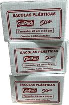 Kit 3 sacola plástica branca 24x34 c/ 1000 un - virgem slim
