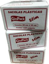 Kit 3 sacola plástica branca 29x39 c/ 1000 un - virgem slim