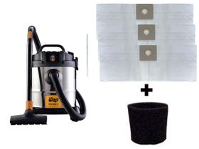 Kit 3 Sacos Aspirador Wap Gtw Inox 12 + Filtro Motor