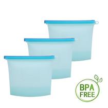 Kit 3 sacos azul m silicone para alimento 1l freezer - microondas - CLINK