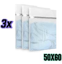 Kit 3 Sacos De Lavar Roupas Delicadas Saquinhos Lingerie Lavanderia Lavagem 50x60