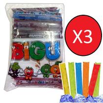 Kit 3 Sacos de Sacolé Geladinho Bigu Pacote c/ 40x55ml=120un
