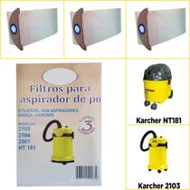 Kit 3 Sacos Descartáveis Para Aspirador Pó Karcher 2103 2104 2501 NT181 All Clean