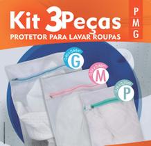 Kit 3 Sacos Para Lavar Roupa Intima Delicada Organizador Viagem Com Zíper P M G - VidaPratika