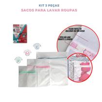 Kit 3 Sacos para Lavar Roupas Íntimas Delicadas com Zíper