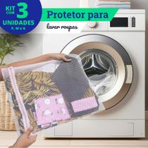 Kit 3 Sacos para Máquina de Lavar Roupa P M G Roupas Delicadas Lingerie Íntima