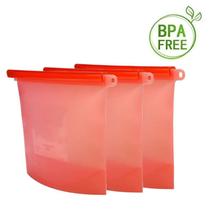 Kit 3 sacos rosas m silicone para alimento 1l freezer - microondas - CLINK