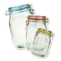 Kit 3 Sacos Zip Lock Hermético Reutilizável Formato Pote