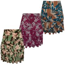 Kit 3 Saia Feminina Camadas Malha Fria Estampadas Verão