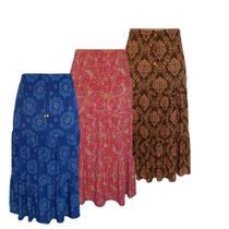 Kit 3 Saia Longa Feminina Camadas Leve Malha Fria Evangélica