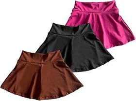 Kit 3 Saia-Shorts Menina Fitness Cores Infantil Para Ginástica Atividades Treino Kit 3 Saia-Shorts Menina Fitness Cores Infantil Para Ginástica Atividades Treino