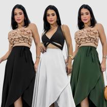 Kit 3 Saias Envelope Midi Viscose Transpassada De Amarrar Kit 3 Saias Envelope Midi Viscose Transpassada De Amarrar