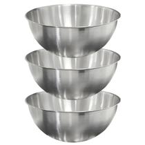 Kit 3 Saladeira Escovada Bowl Tigela de Aço Inox Saladas Preparo de Alimentos 22cm - Ke Home Kit 3 Saladeira Escovada Bowl Tigela de Aço Inox Saladas Preparo de Alimentos 22cm - Ke Home