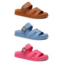 Kit 3 Sandalia Feminina Papete Casual Rasteirinha Confortavel Estilosa Macia