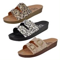 Kit 3 Sandália Ortopédica Anatômica Feminina Animal Print