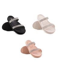 Kit 3 Sandália Papete Strass Brilho Chinelo Casual Confortável Moda Praia Verão