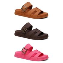 Kit 3 Sandalia Rasteirinha Feminina Papete Confortavel Macia Estilosa