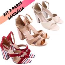 Kit 3 Sandalia Salto Alto Grosso Feminy Revenda Atacado Kit 3 Sandalia Salto Alto Grosso Feminy Revenda Atacado