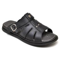 Kit 3 Sandálias Chinelas Masculinas Ant. Stress Couro Ortopédica