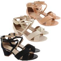 Kit 3 Sandalias Feminina Salto Grosso Baixo Atacado Conforto
