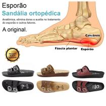 Kit 3 Sandálias Ortopédicas Femininas WebeFlex Preto/Café/Vinho 2 Fivelas para Esporão Fascite Plantar Dores na Coluna