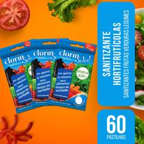 Kit 3 Sanitizantes Frutas Verduras Legumes Clorin Salad Pastilha