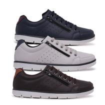 Kit 3 Sapatênis Casual Masculino Elástico e Zíper Lateral