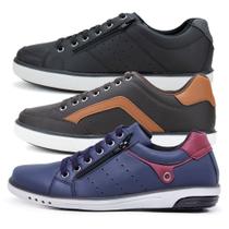Kit 3 Sapatênis Casual Masculino Fechamento Elástico e Zíper