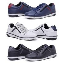 Kit 3 Sapatênis Casual Masculino Fechamento Zíper e Elástico