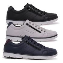 Kit 3 Sapatênis Casual Masculino Zíper Lateral e Elástico