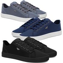 Kit 3 Sapatênis Masculino Casual Confortável Antiderrapante Básico Cadarço Dia a Dia Kit 3 Sapatênis Masculino Casual Confortável Antiderrapante Básico Cadarço Dia a Dia
