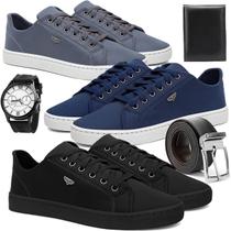 Kit 3 Sapatênis Masculino Casual Confortável Antiderrapante Básico com Relógio Cinto e Carteira Kit 3 Sapatênis Masculino Casual Confortável Antiderrapante Básico com Relógio Cinto e Carteira