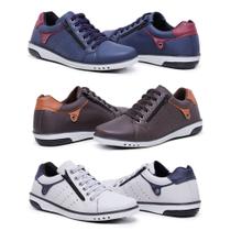 Kit 3 Sapatênis Masculino Casual Fechamento Elástico e Zíper