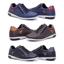 Kit 3 Sapatênis Masculino Casual Fechamento Elástico e Zíper
