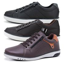 Kit 3 Sapatênis Masculino Fechamento Elástico e Zíper Casual Kit 3 Sapatênis Masculino Fechamento Elástico e Zíper Casual