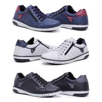 Kit 3 Sapatênis Masculinos Estilo Casual Elástico e Zíper