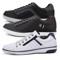 Kit 3 Sapatênis Masculinos Fechamento Com Zíper e Elásticos